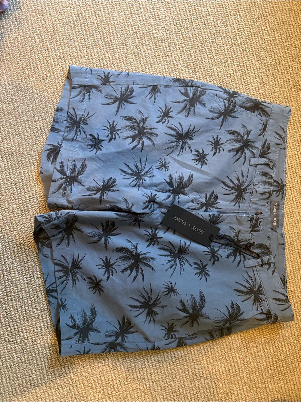 Banana Republic Light Blue Palm-Print Men’s Flat Front Shorts